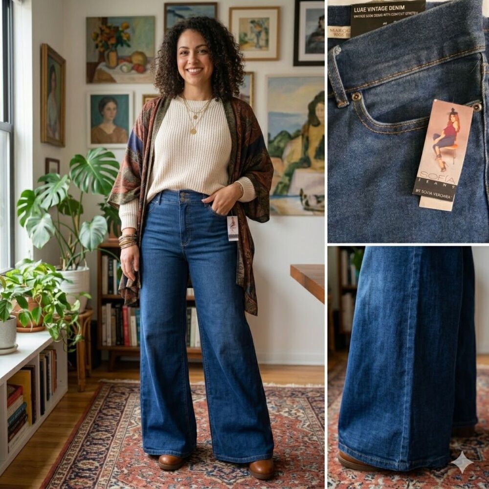 NWT Sofia Jeans by Sofia Vergara 'Margot' Wide Leg High Rise Jeans
